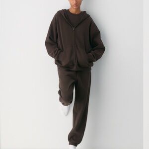 TNA rich mocha  Brown Sweatfleece Hoodie plus sweatpants  aritiza sz s